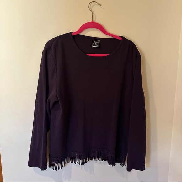 Lennie LNY New York lightweight sweater top burgundy XL with fringe detailing - Picture 1 of 10